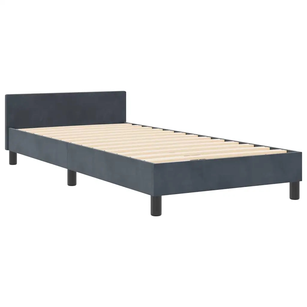 Letto a molle con testiera Grigio scuro 100 x 200 cm Velluto