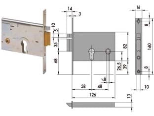 ELETTROSERRATURA DA INFILARE PER FASCE MM.82 H 14012  mm.60 DX (14012601)    CISA