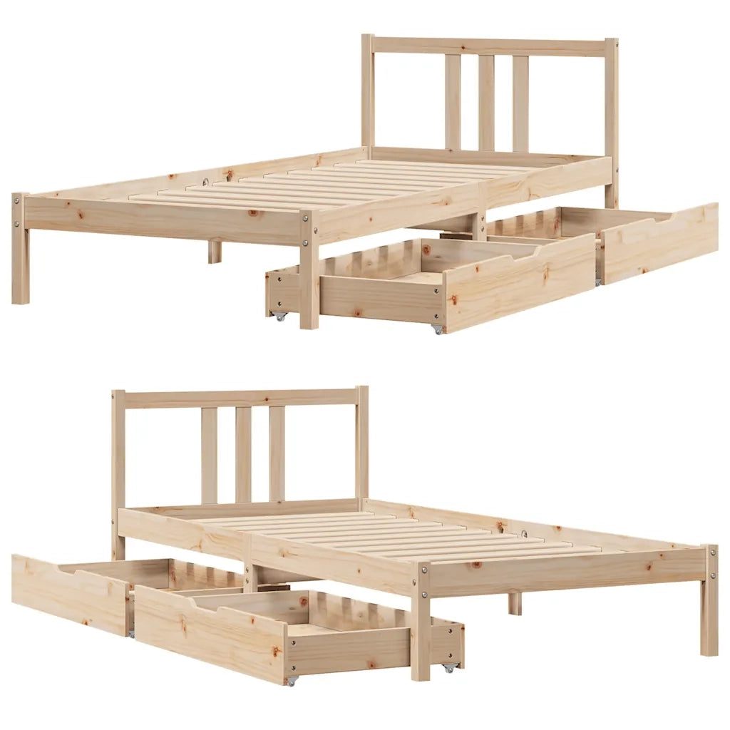 Letto senza Materasso 90x190 cm in Legno Massello di Pino 3301622