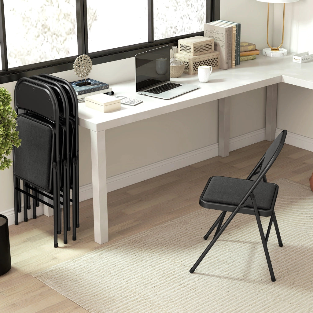 Set 4 Sedie Pieghevoli da Pranzo ¨C Xylo ¨C Struttura Metallo Nero 45x46x78cm