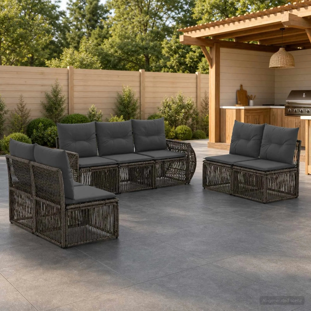 Set Divano da Giardino 7 pz Grigio e Grigio Scuro polyrattan 3435386