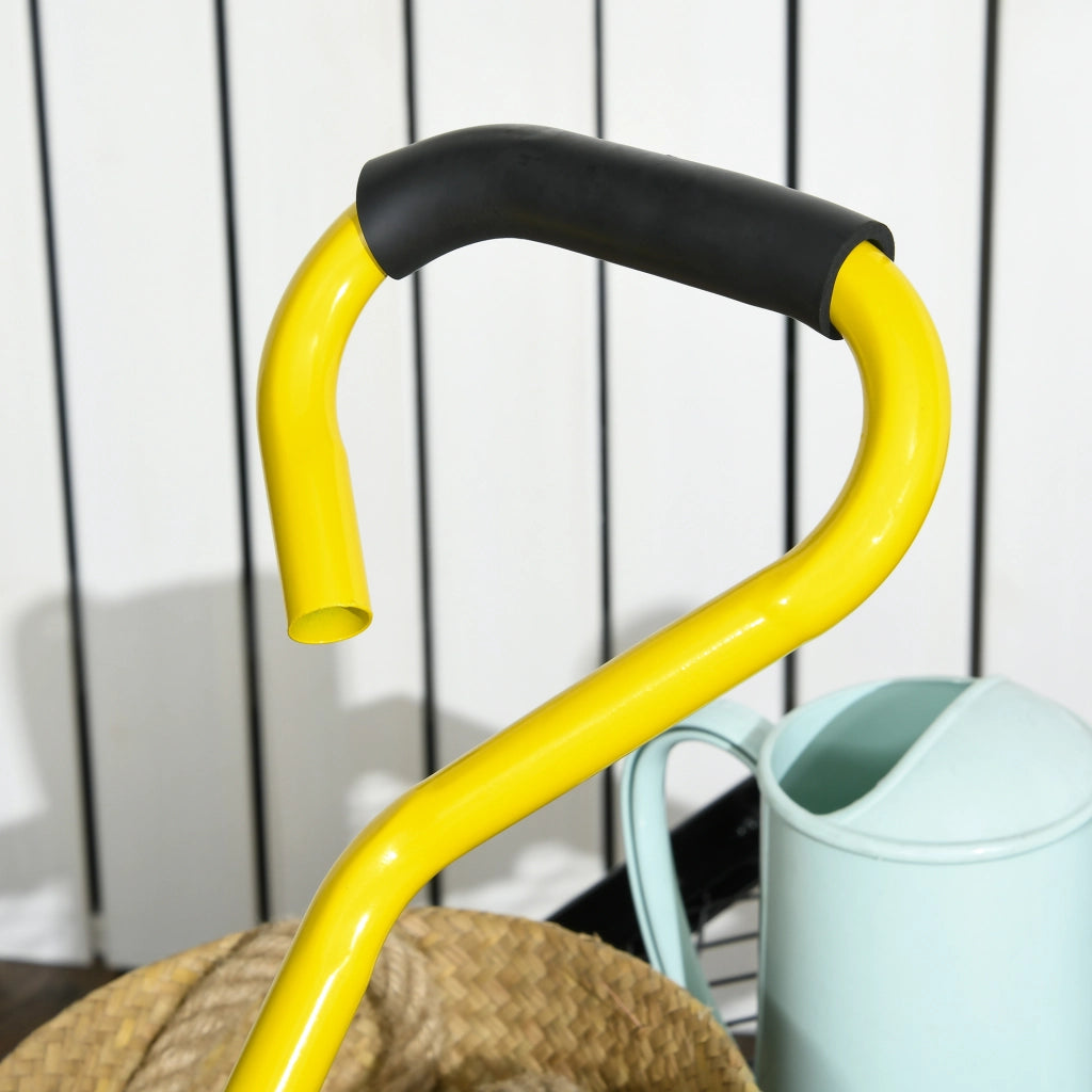 Carrello da Giardino in Acciaio con Capacit¨¤ 150 kg e Maniglia Rivestita, 94x48.5x100 cm, Giallo e Nero