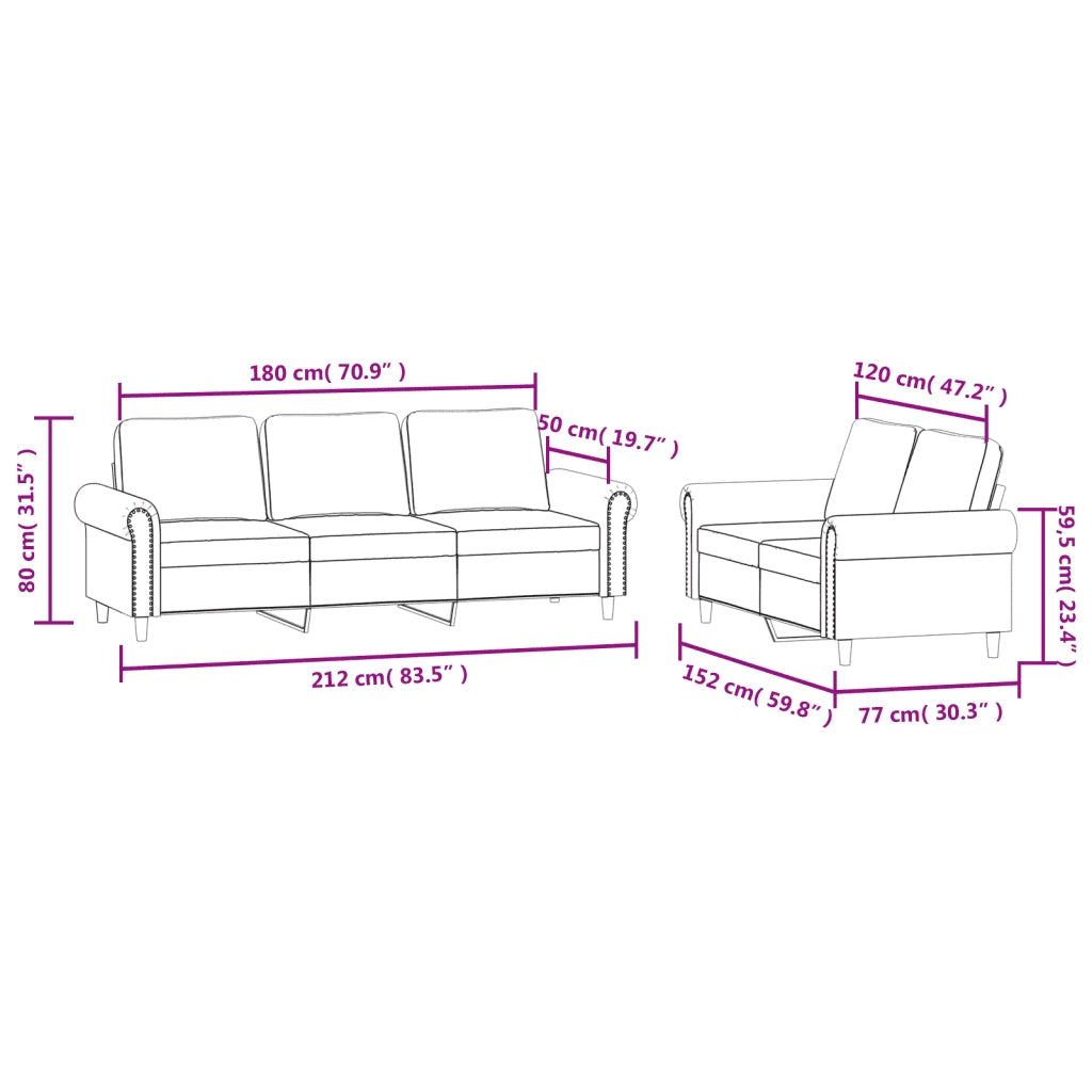Set di Divani 2 pz con Cuscini rosa in Velluto 3202253