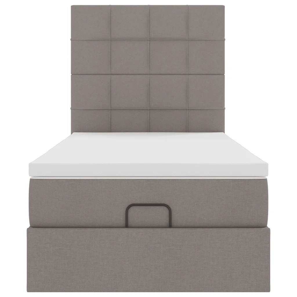 Struttura Letto Pouf con Materasso Tortora 80x200 cm in Tessuto 3313116