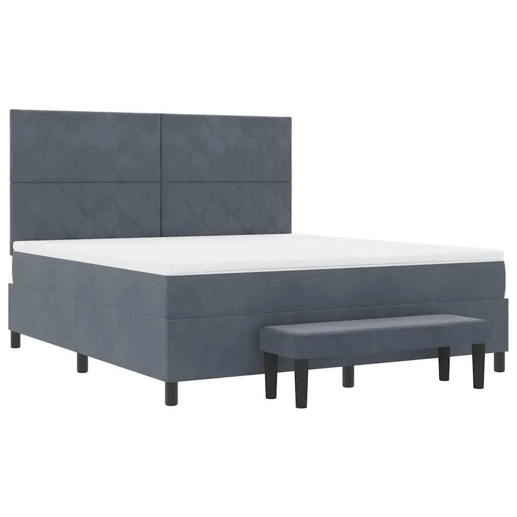 Letto a molle con materasso Grigio scuro 180 x 200 cm Velluto