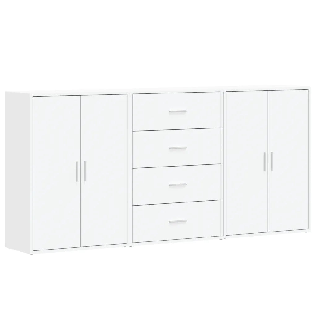 Credenze 3 pz Bianche 60x31x84 cm in Legno Multistrato