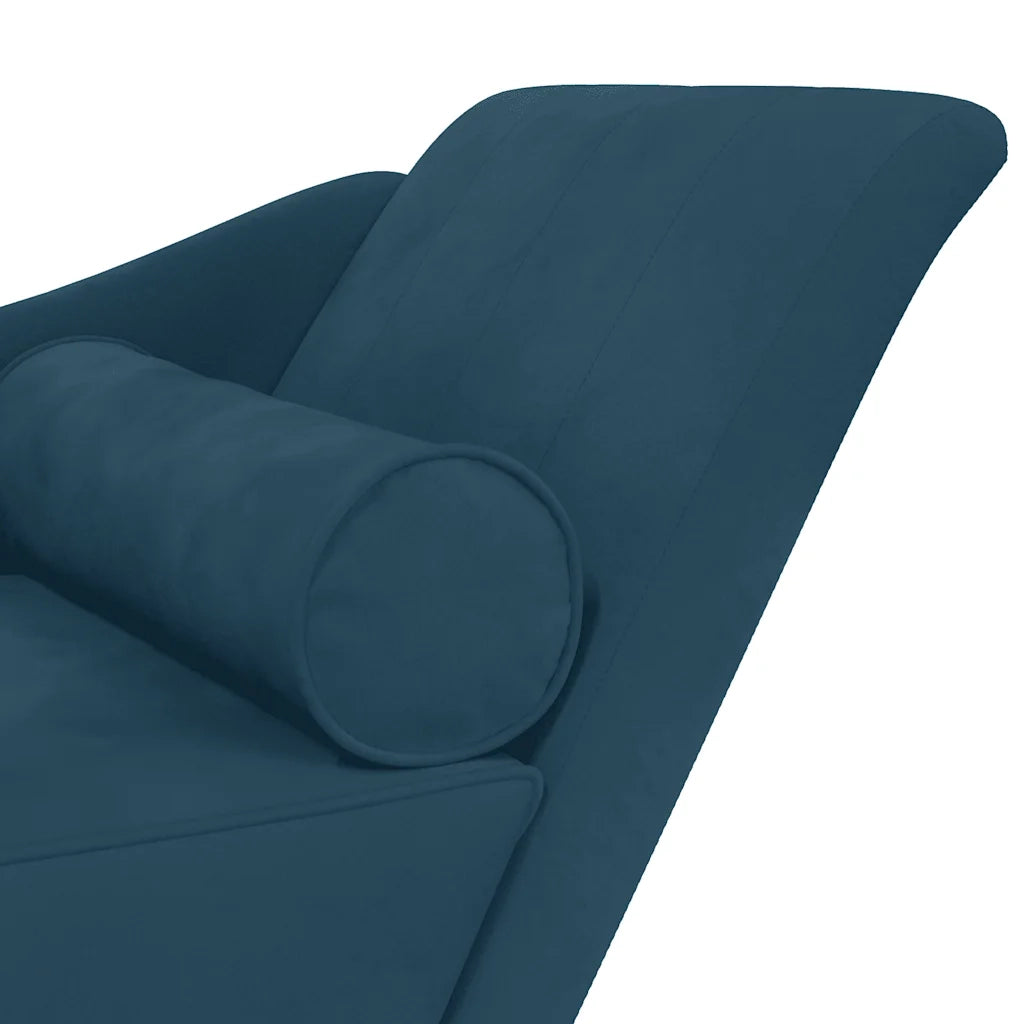 Chaise Longue con Cuscini Blu in Velluto 4007587