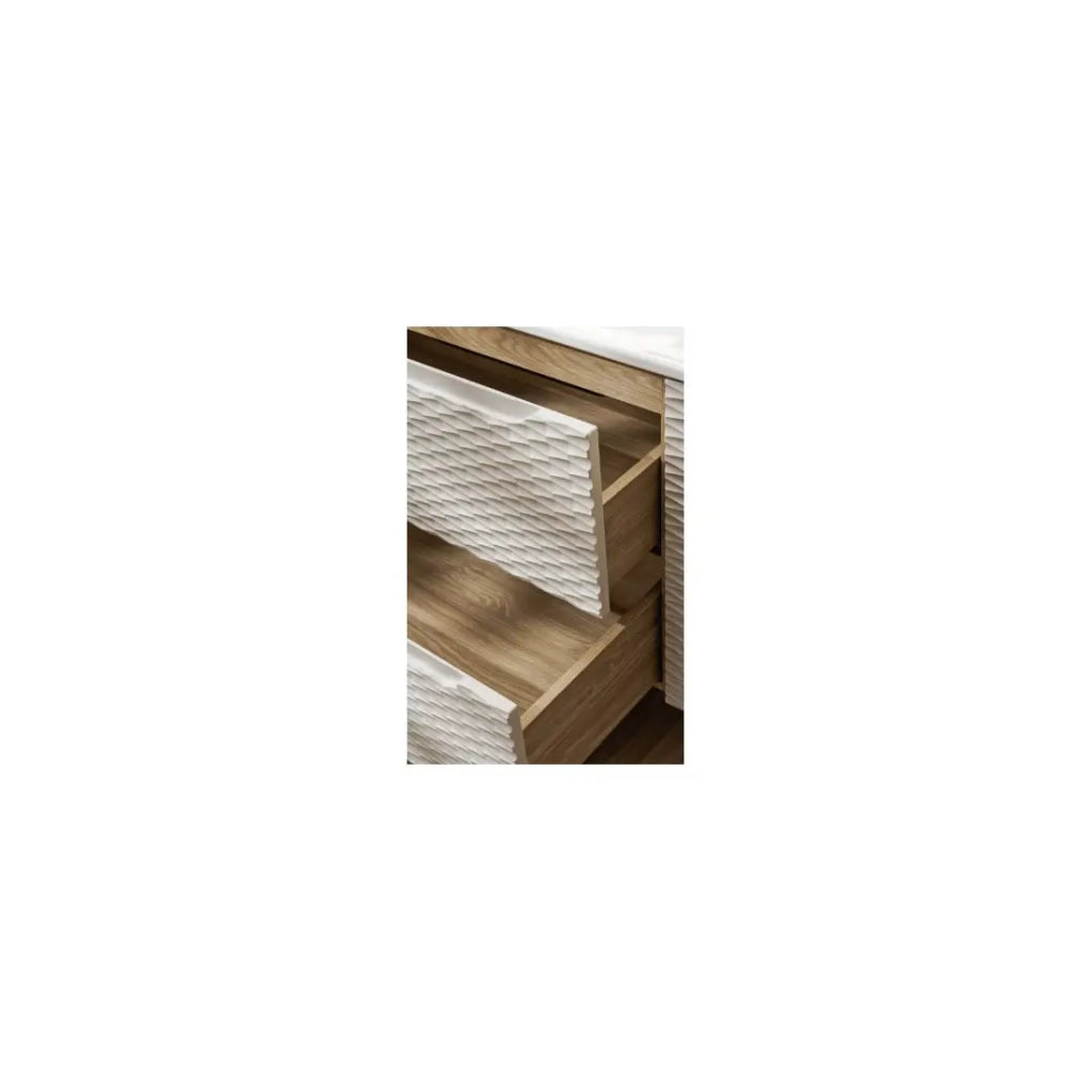 Set da bagno YOKA beige: mobile sottolavabo con cassetti 90 cm + piano per lavabo + lavabo da appoggio