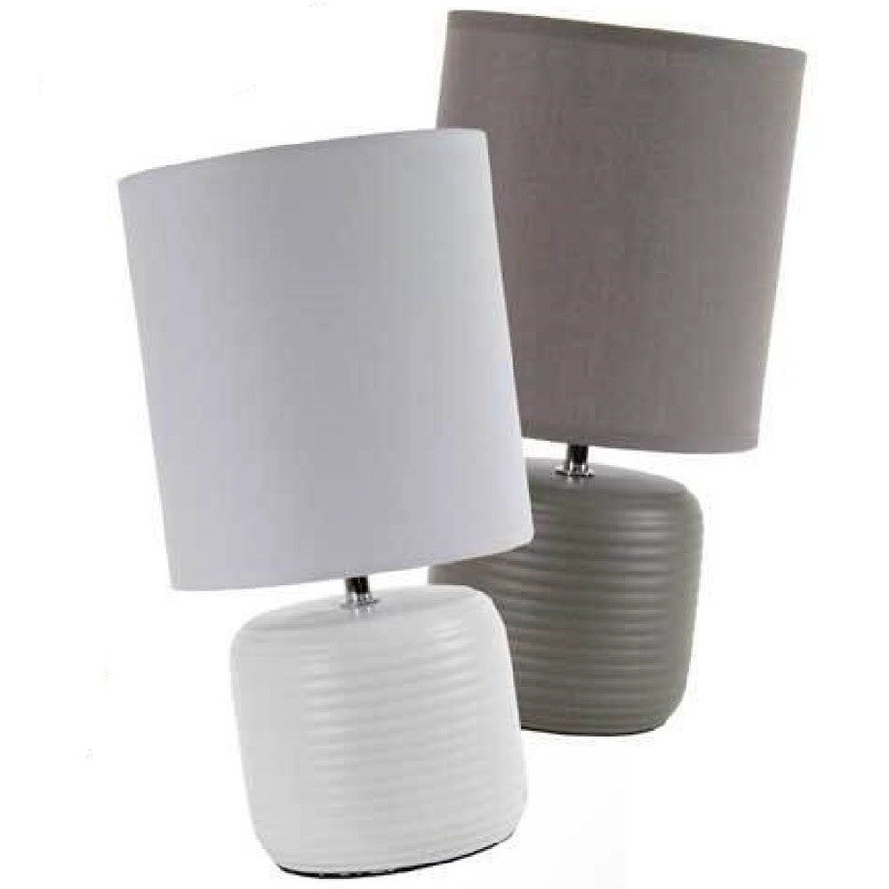 Trade Shop - Lampada Lumetto Abat Jour Tavolo Base Ceramica Matt 18x35 Cm Vari Colori 752452 -