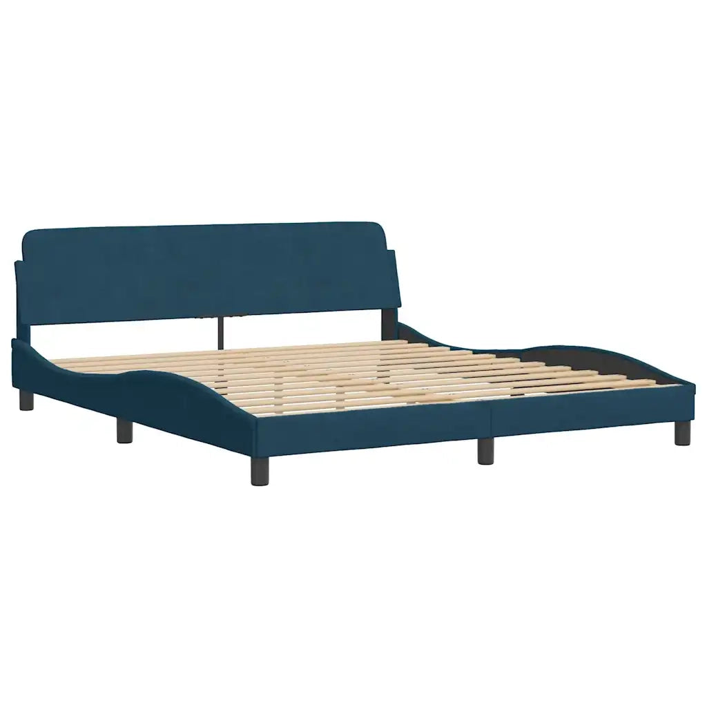 Giroletto con LED senza Materasso-Struttura Letto Hanko Blu 180x200 cm in Velluto