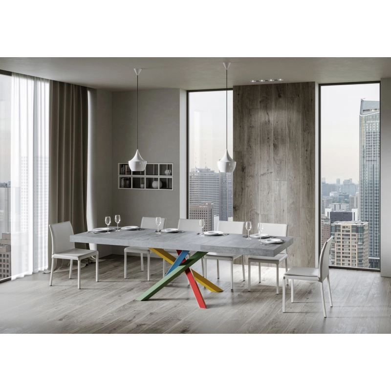 Tavolo allungabile 90x140/244 cm Volantis Premium telaio gambe 4 colori (B) - Cemento