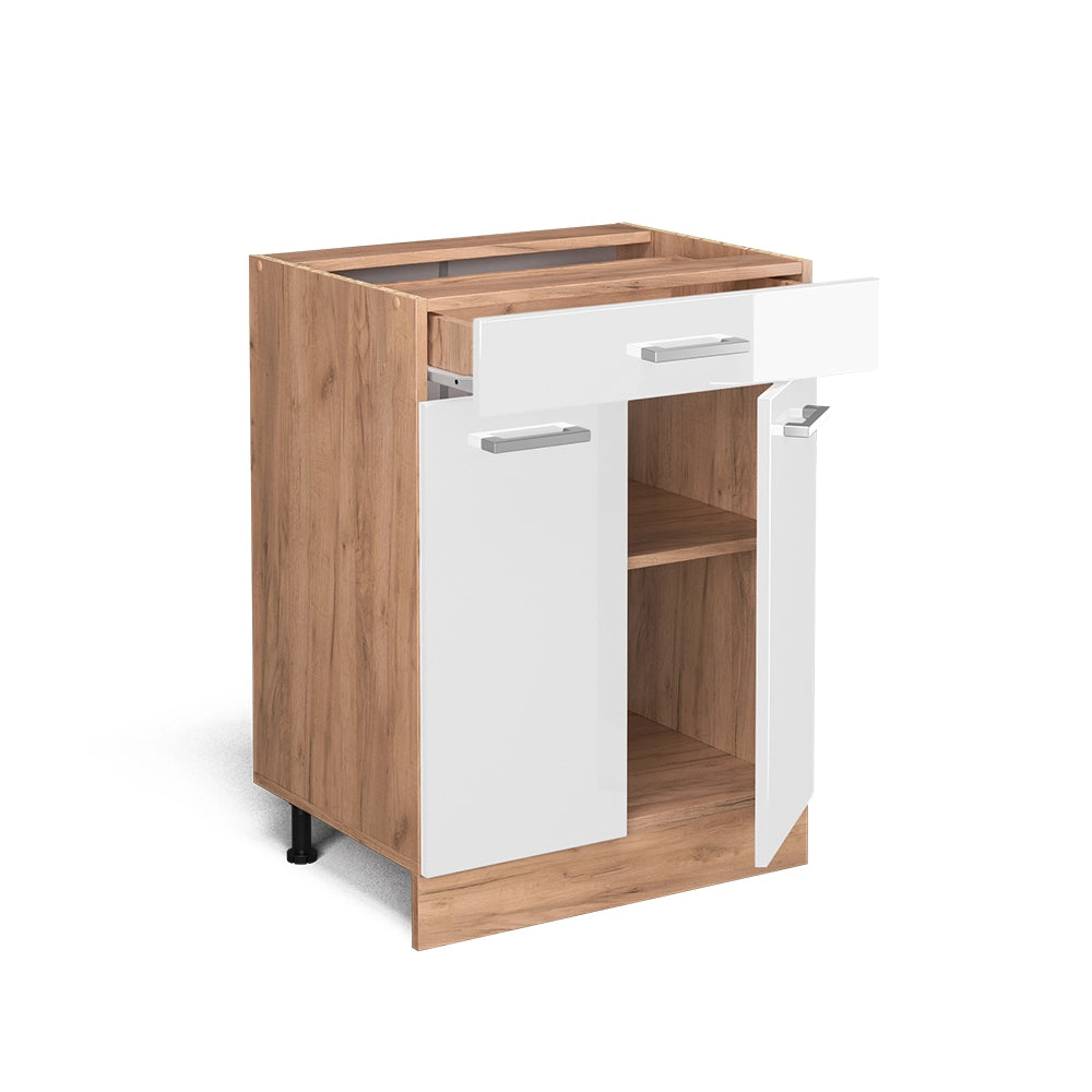 Vicco Mobiletto base per cucina Bianco lucido 60 cm PL Marmo