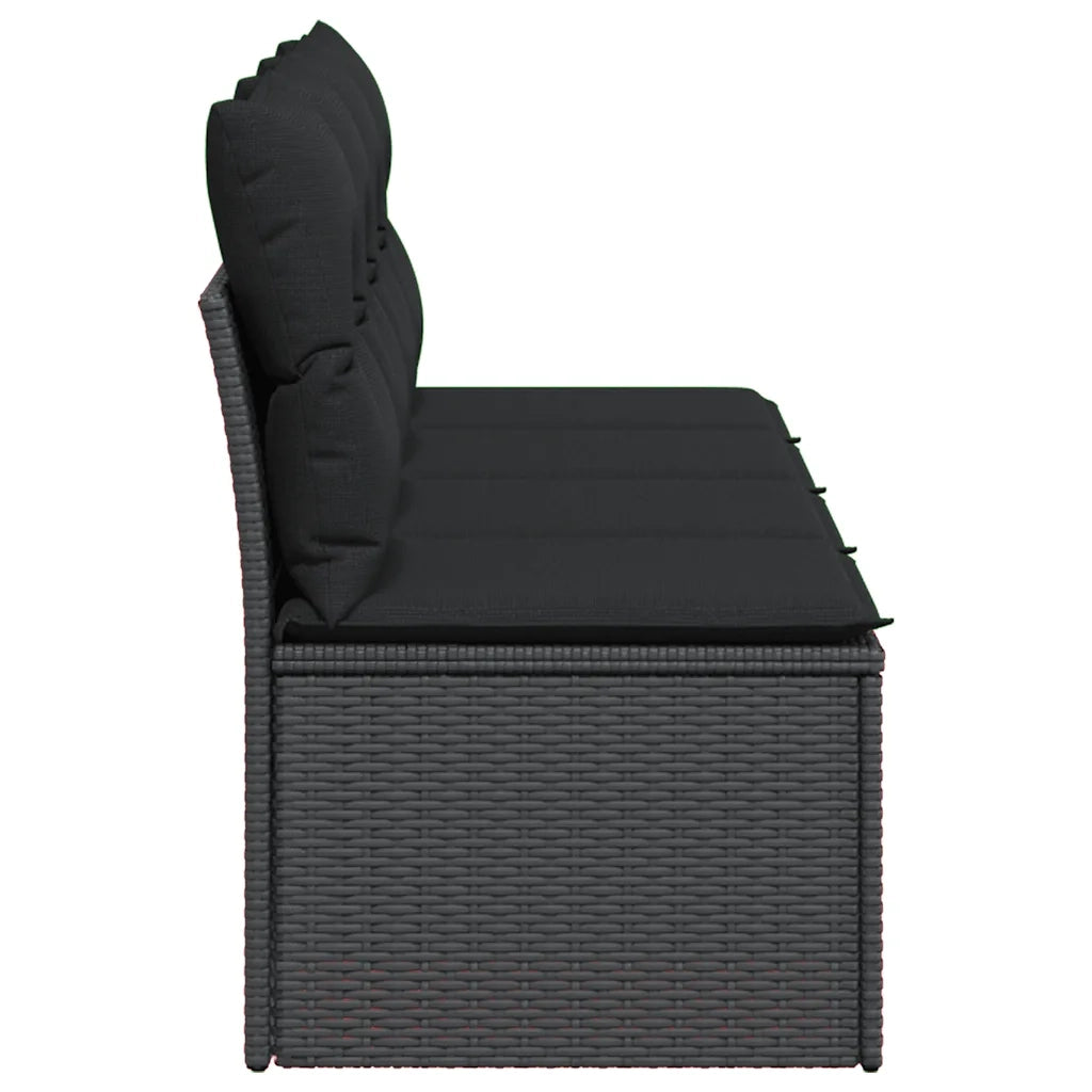 Divano da giardino con cuscini 4 posti nero in polyrattan 365965
