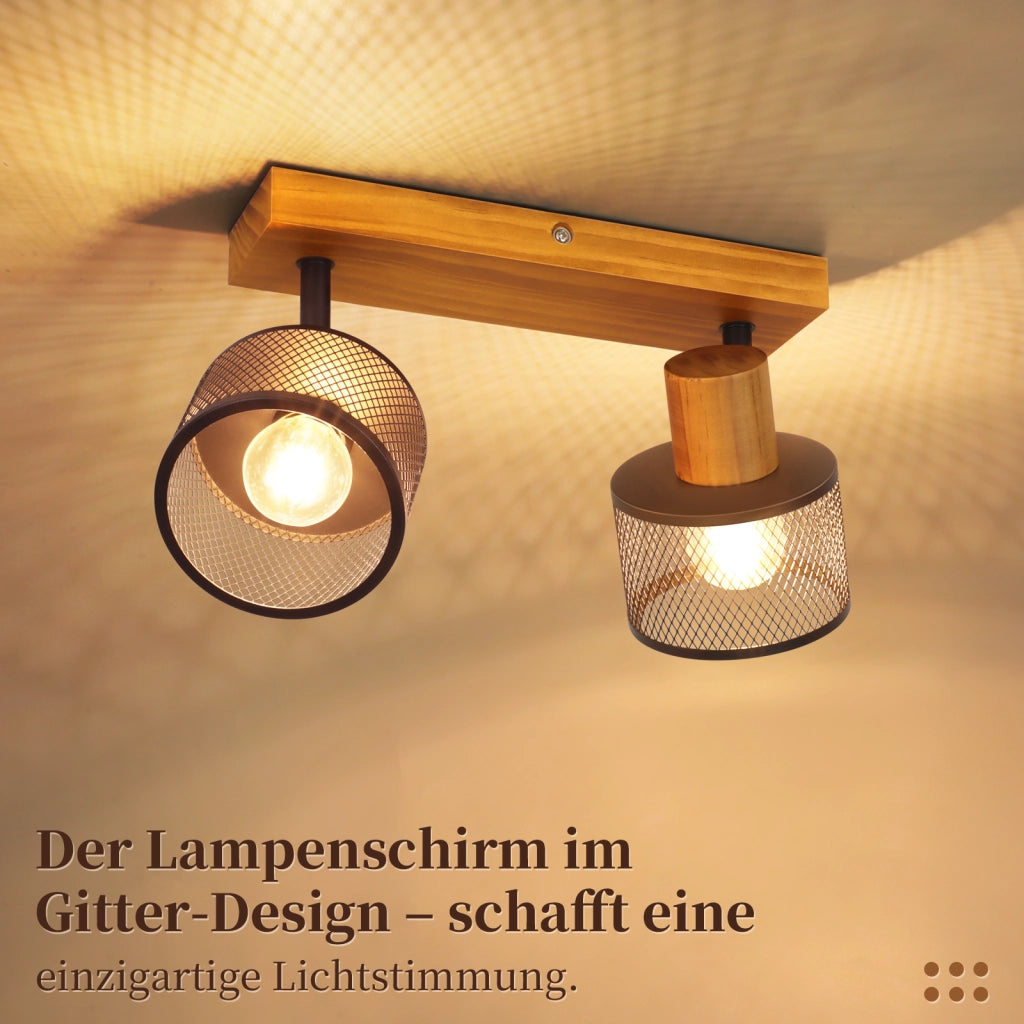 ZMH Faretto da soffitto nero 2 luci E14 stile industriale vintage in metallo ideale per soggiorno lampadine non incluse