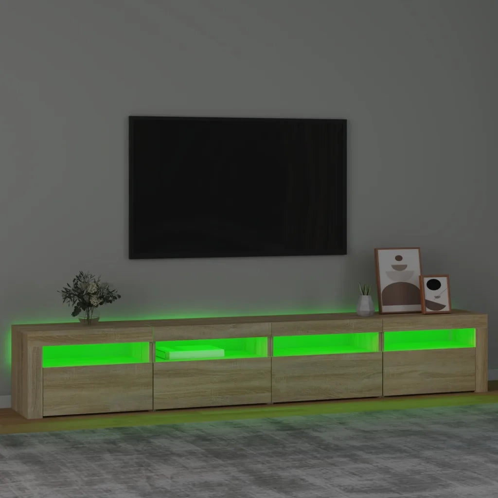 Mobile Porta TV con Luci LED Rovere Sonoma 240x35x40 cm 3152764