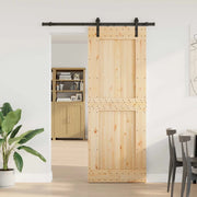 Porta scorrevole NARVIK Naturale e Nero 85 x 210 cm (152,5 cm) 3445301