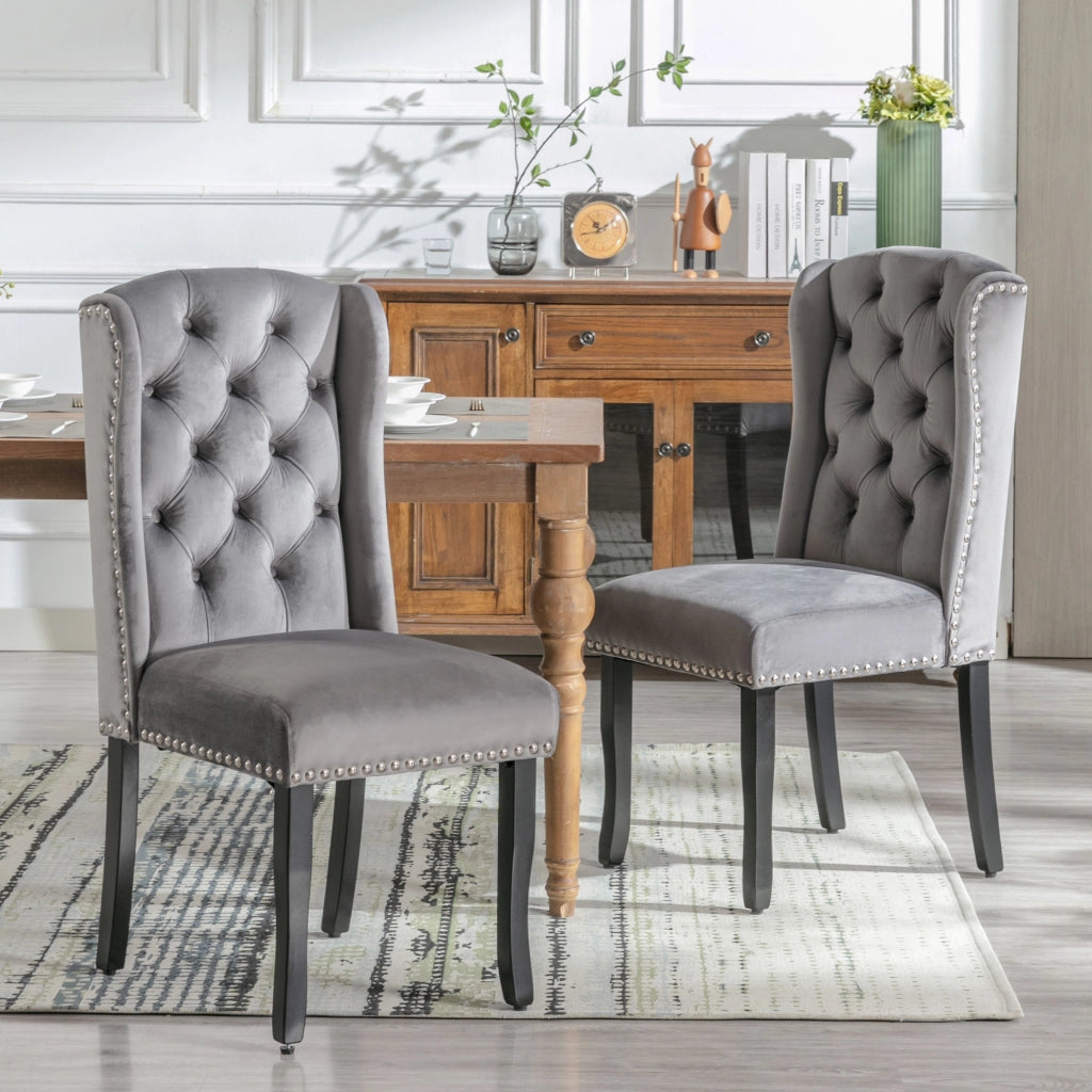 Sedie da Pranzo Set 4 Pezzi in Velluto con Gambe in Legno e Imbottitura ¨C MINIMAL ¨C Grigio