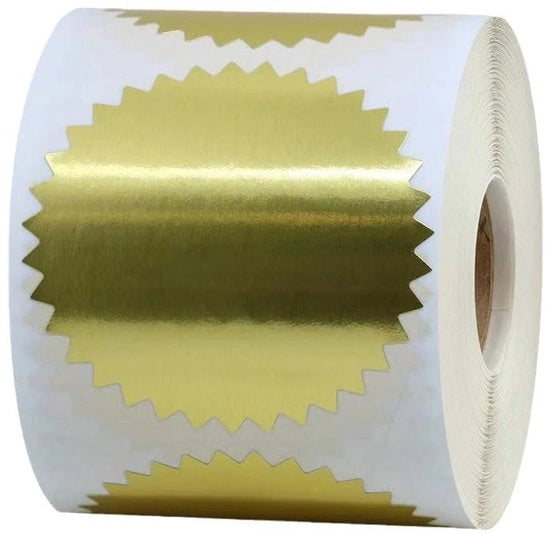 Etichette di Sigillatura a Disco 250 Pezzi - Stickers con Embossing Giallo Argento - Pellicola Luccicante Autoadesiva - Bordo Spesso - Resistente al Calore - Facili da Applicare - Etichette di Sigillatura