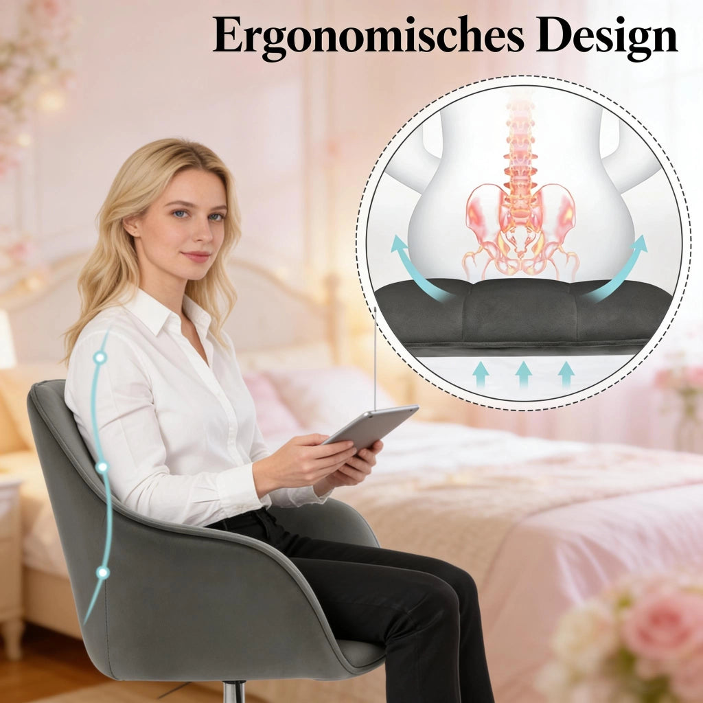 Sedia da Ufficio Ergonomica Girevole con Altezza Regolabile e Braccioli Integrati, in Velluto Grigio Scuro