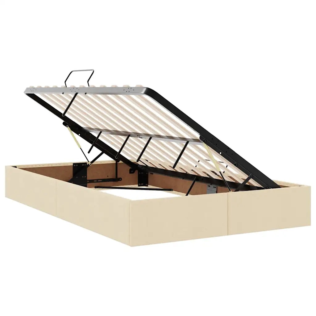 Letto con contenitore e LED con led Crema 120 x 200 cm Tessuto