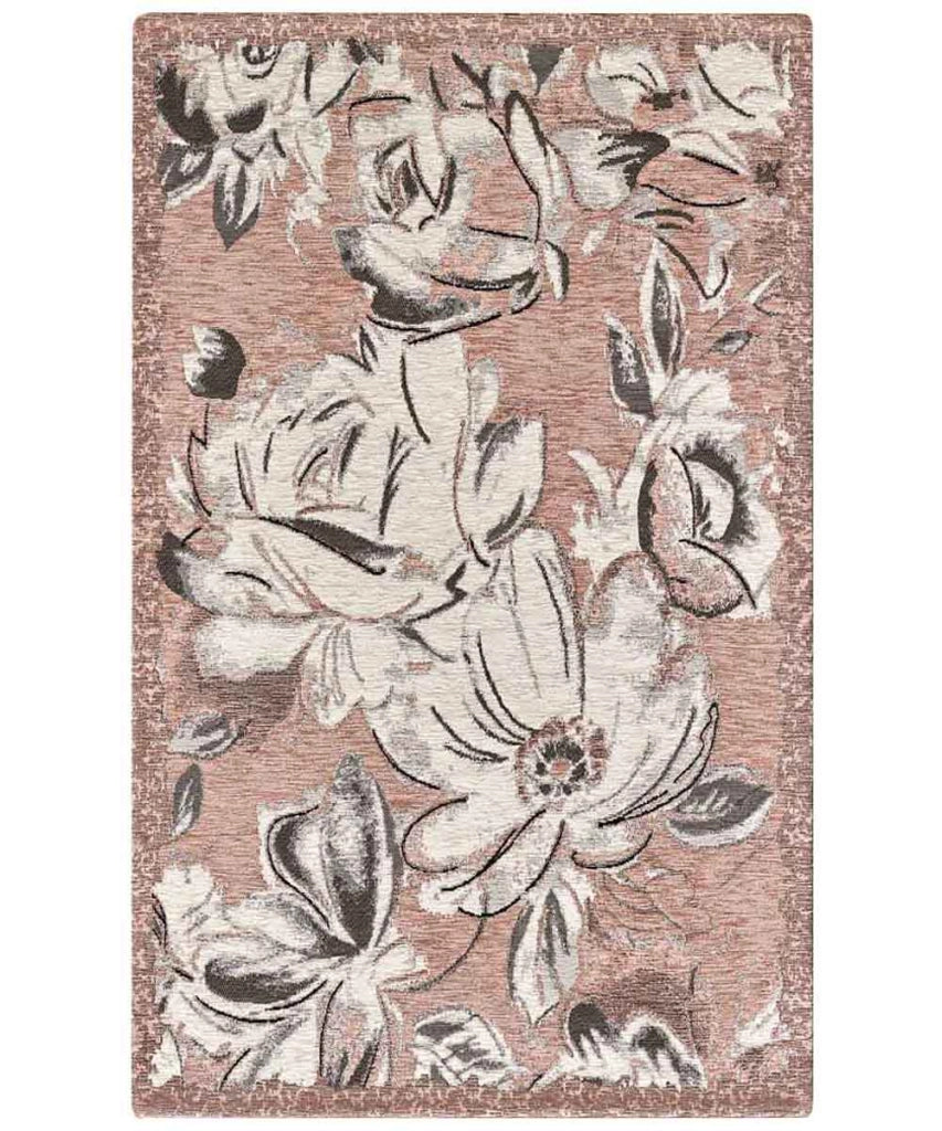 Tappeto moderno floreale ASTER ROSA in ciniglia multiuso lavabile antiscivolo cm.200x280