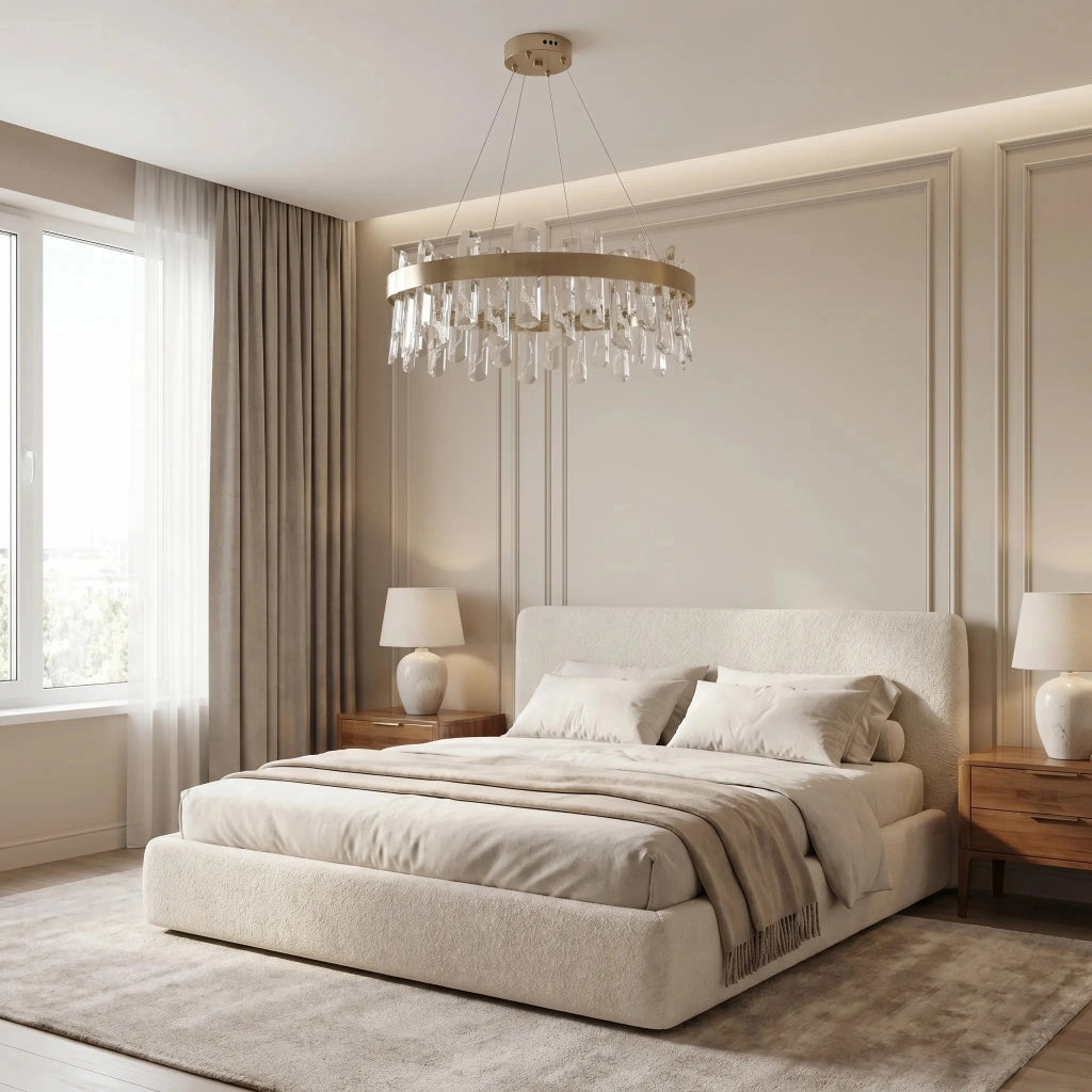 Lampada A Sospensione A Led In Cristallo Swe074-1cp 50cm Brushed Gold