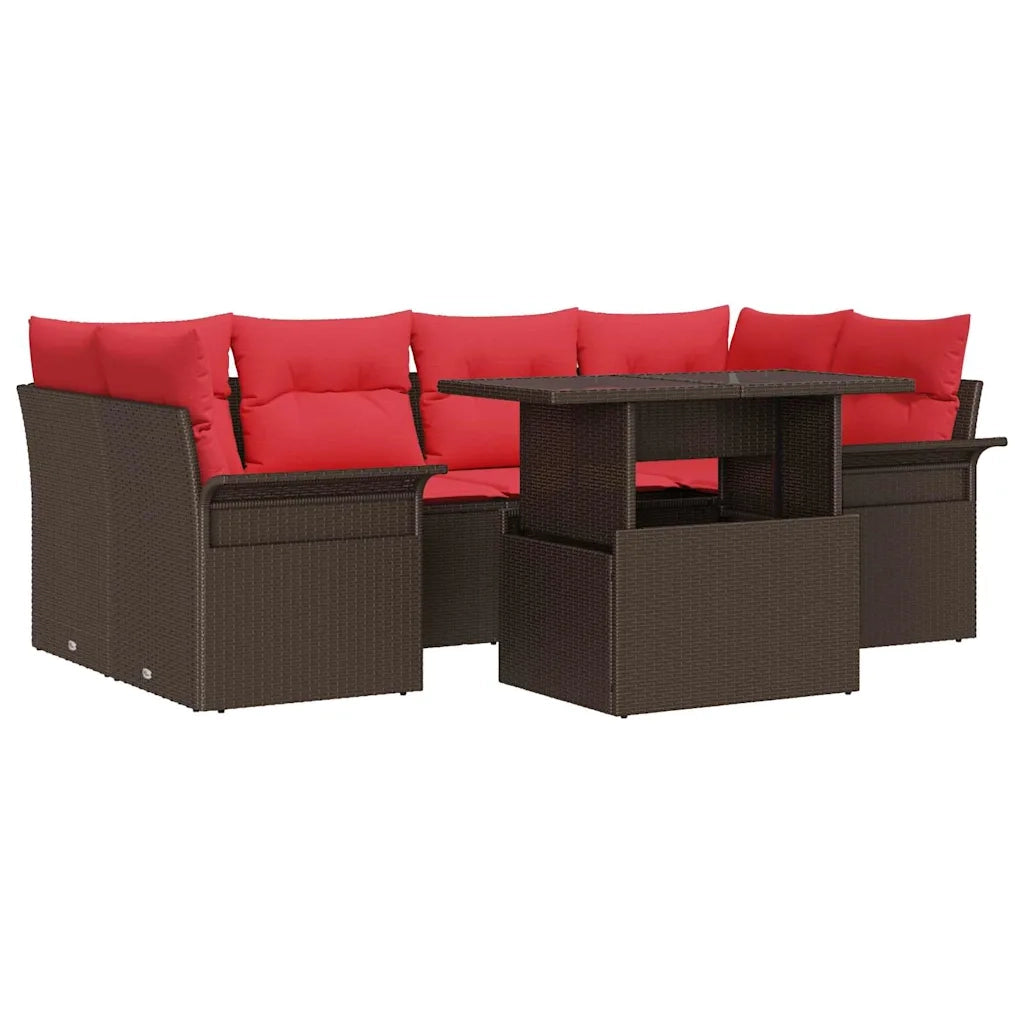 Set Divano da Giardino con cuscino 7 pcs Marrone polyrattan 3348220