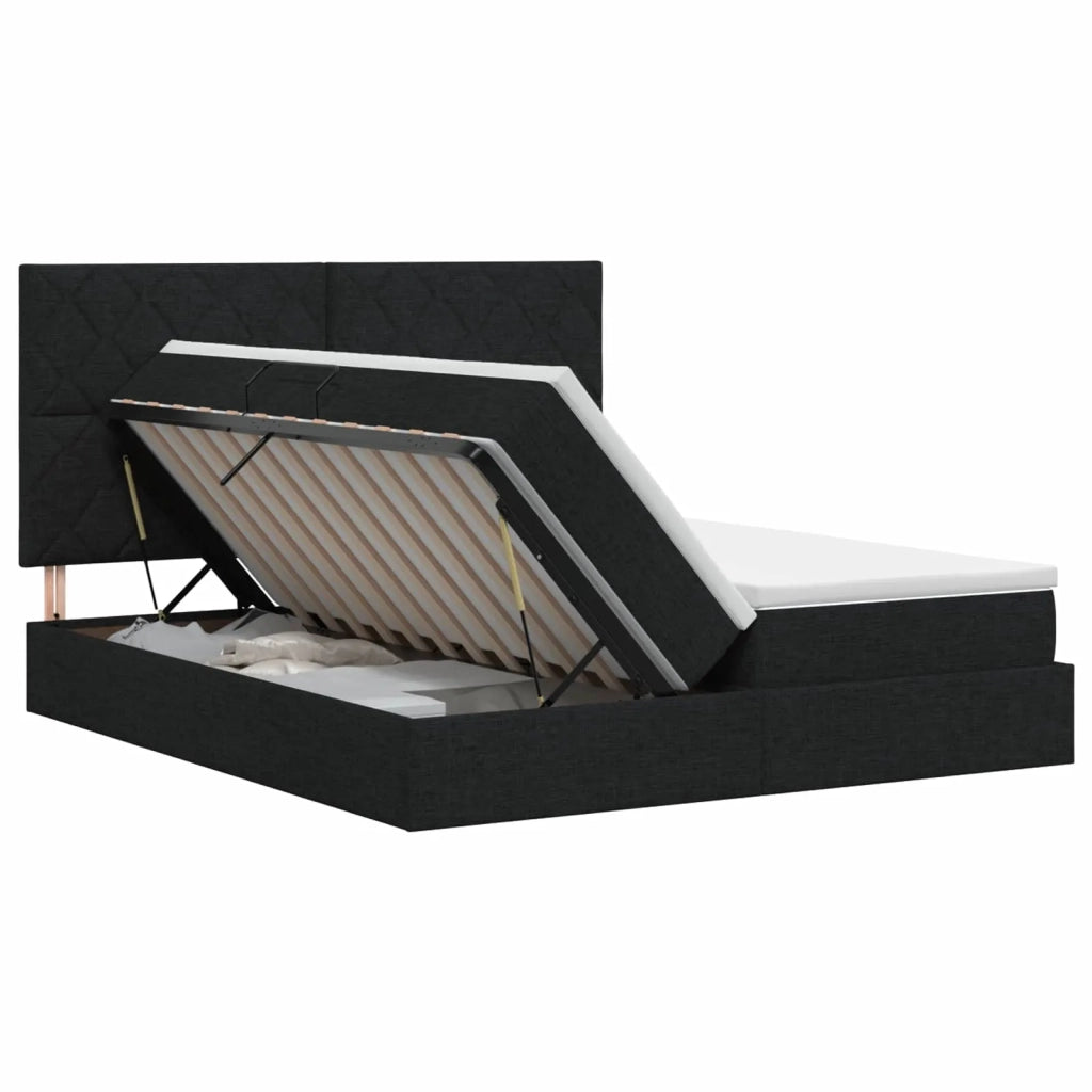 Letto con Contenitore con testiera Nero 180 x 200 cm Tessuto 3459803