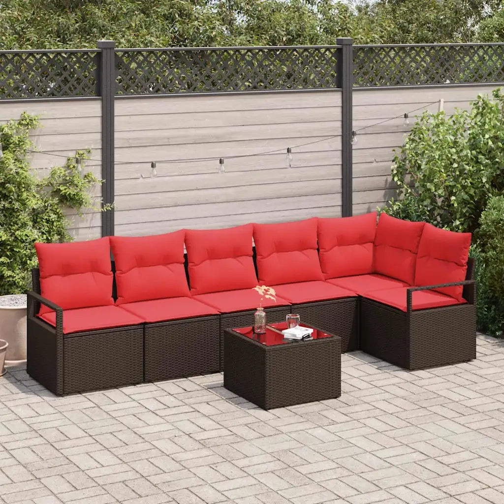 Set di divani 7 pcs Marrone polyrattan 3346414