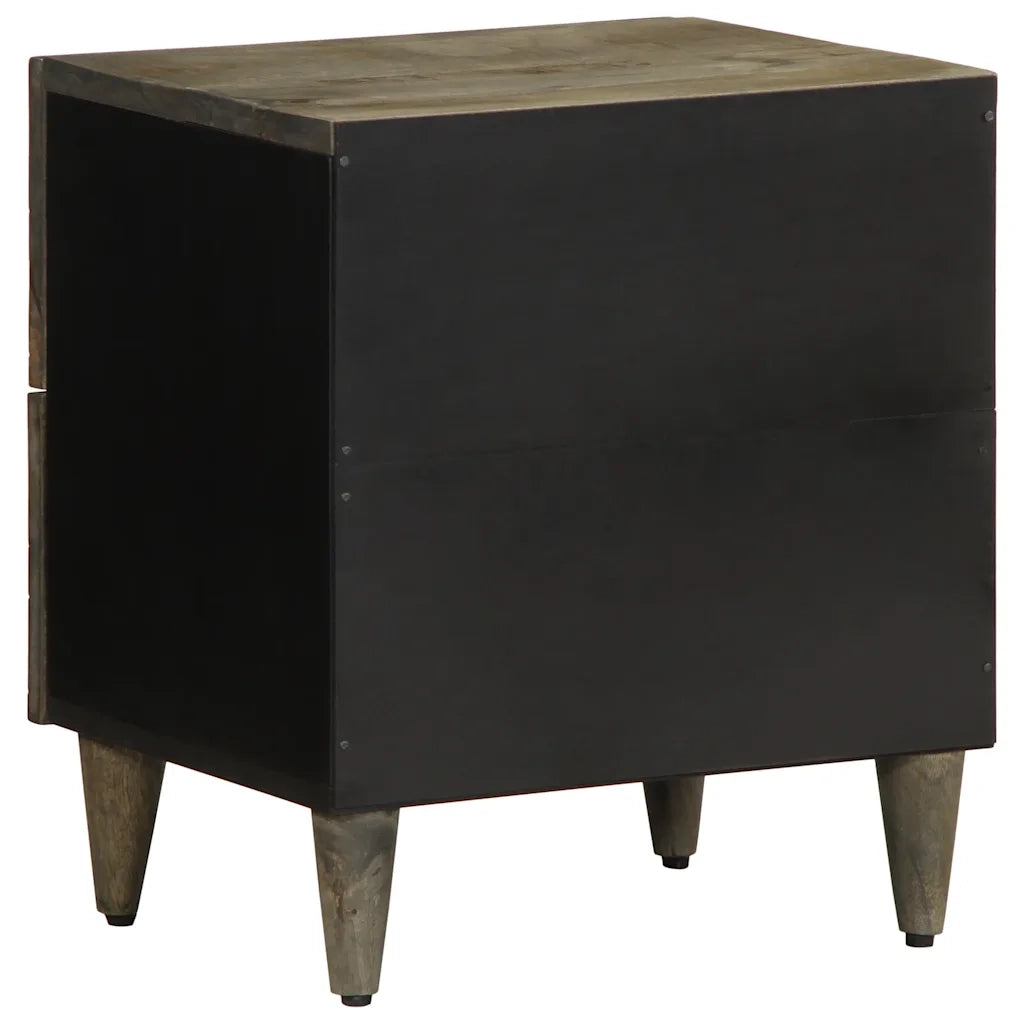 Set di 2 Comodini | Armadio da Notte | Mobiletto da notte Grigio Chiaro 40x33x46 cm in Legno Massello Mango