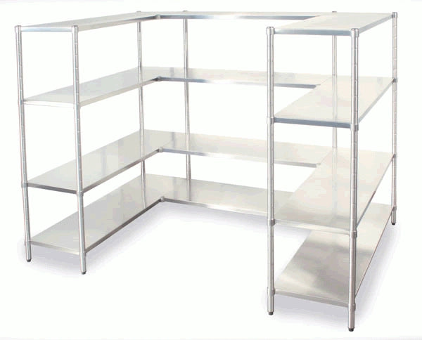 Scaffale in acciaio inox a ripiani lisci con gancio cm. 180x30x180h