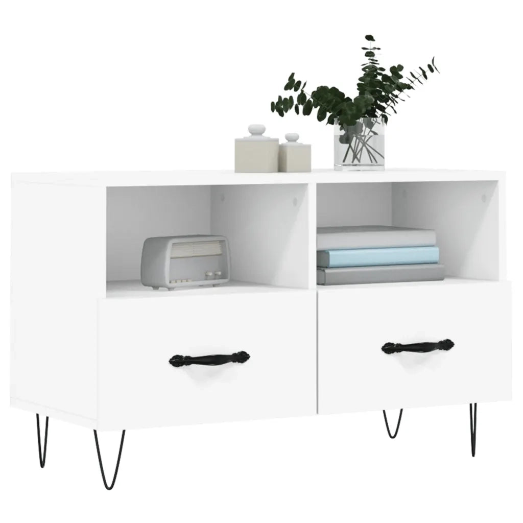 Mobile Porta TV Bianco 80x36x50 cm in Legno Multistrato 828964