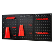 Organizer da parete in metallo con 3 pannelli forati 25 accessori, Kit per la conservazione degli attrezzi