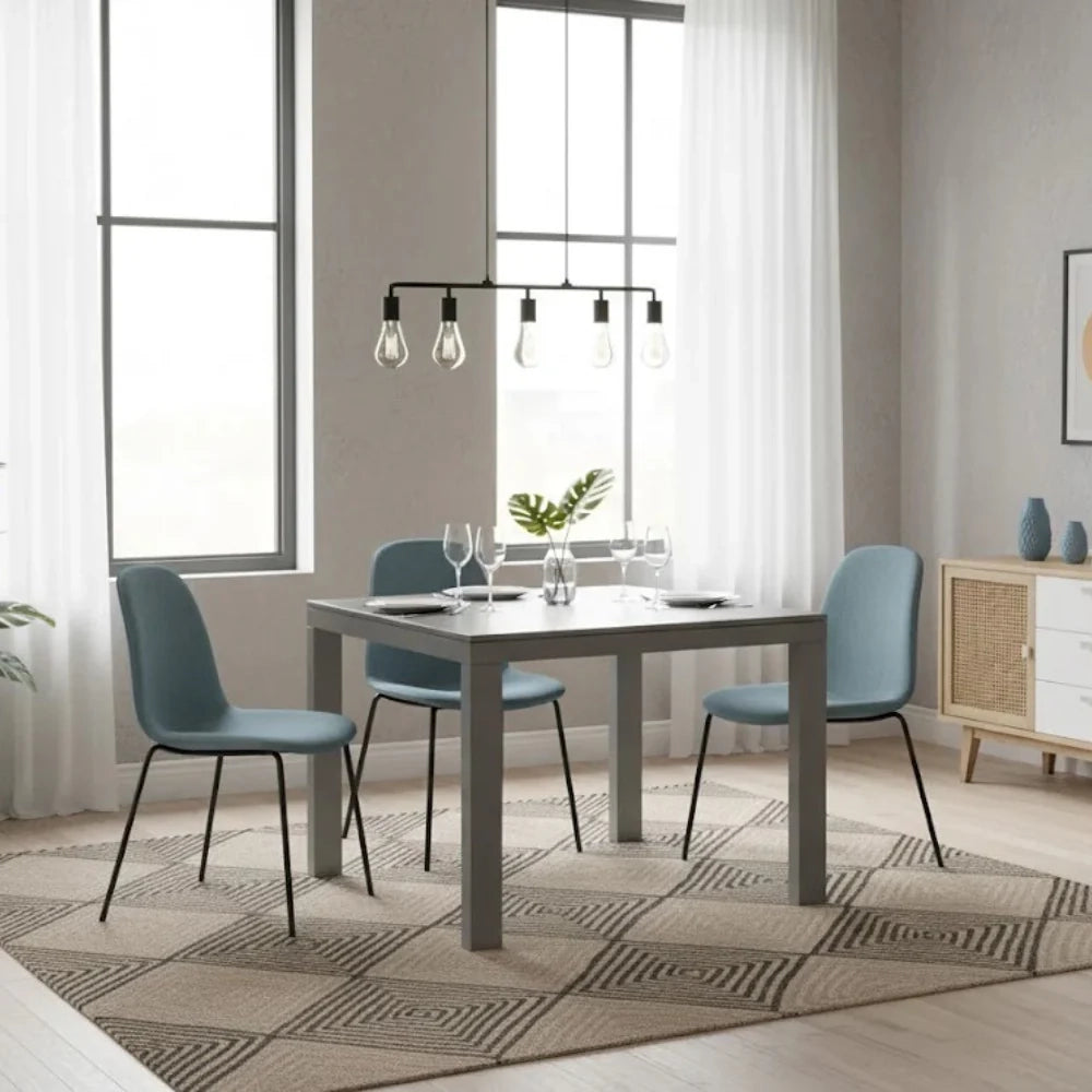 Tavolo da pranzo allungabile in vetro temperato grigio Bryant 90-163,5x90 cm fino a 8 posti | Duzzle