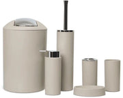 Accessori da bagno - Set di contenitori per lozioni - Supporto per spazzolino da denti - Supporto per spazzolino da denti - Tazza per dentifricio - Scudetto per sapone - Spazzolino per il water - Cassetto per rifiuti - Beige