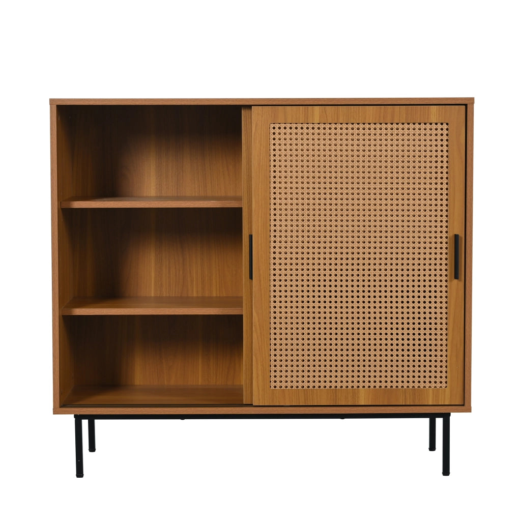 Credenza con Ante Scorrevoli e Ripiani ¨C MINIMAL ¨C Bianco, 100x90x37 cm