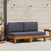 Divani Centrali 2 pz con Cuscini Grigio Scuro Massello Acacia 310639