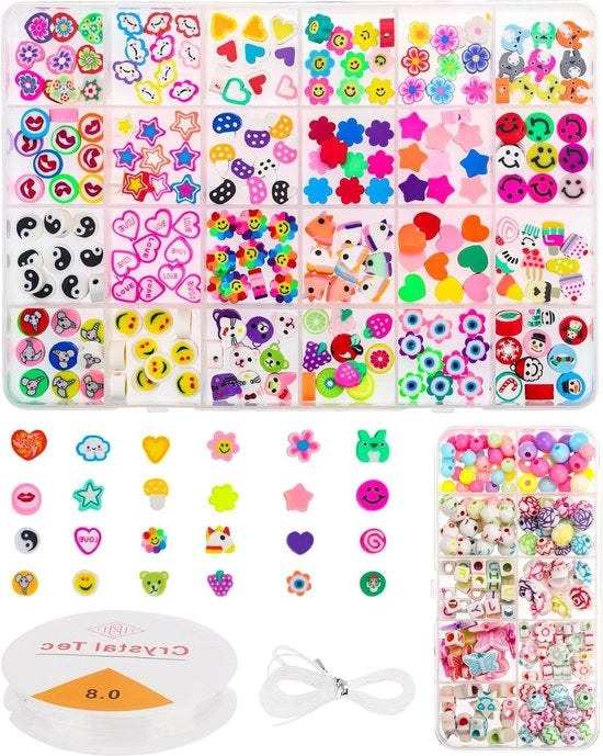 400 perle per bracciali - cordino elastico - kit di colla per perle in polimero