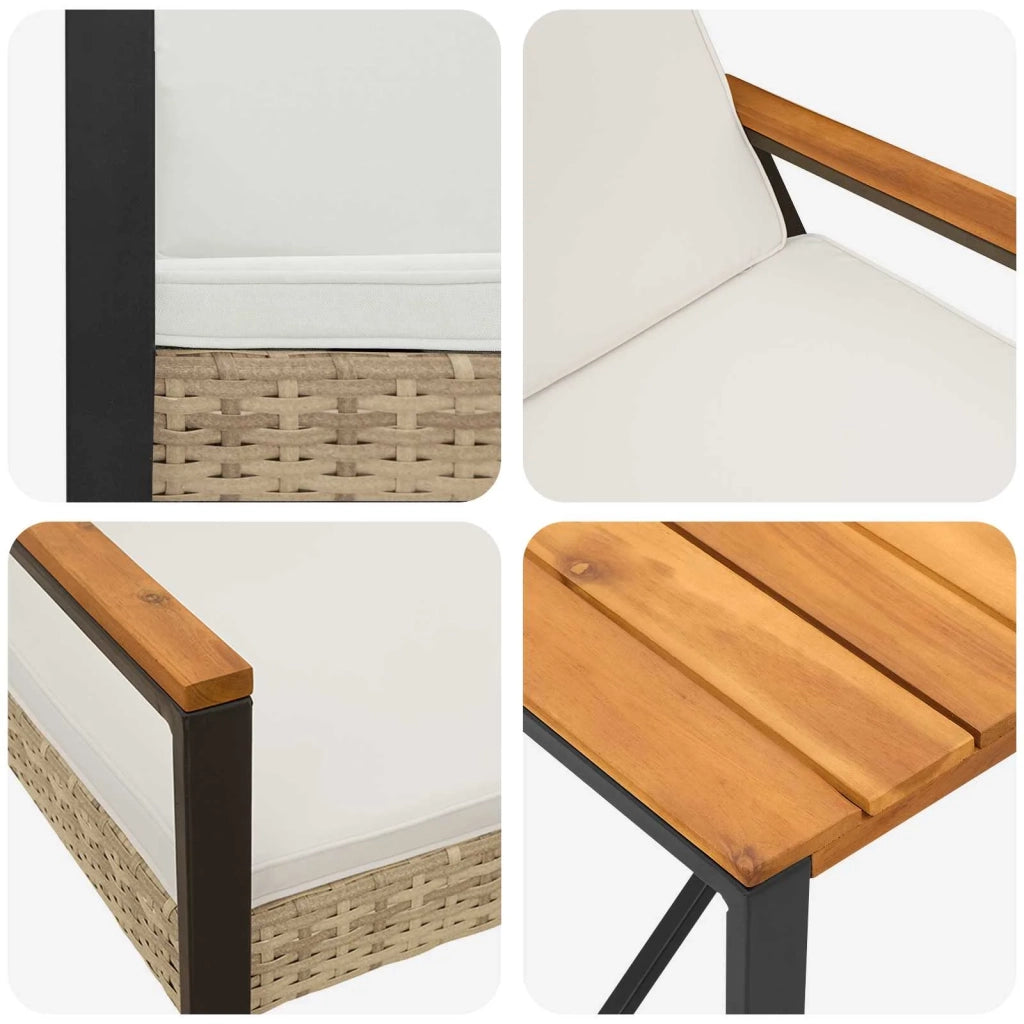 Set Mobili da Esterno 3 pz | Set Salotto da Giardino Beige e Bianco Crema polyrattan
