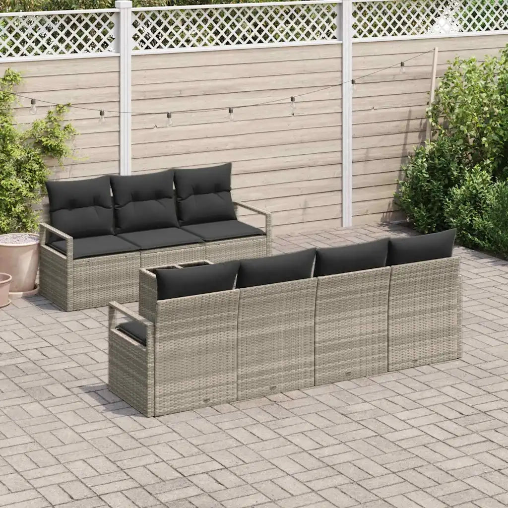 Set di divani con cuscino 8 pcs Grigio chiaro polyrattan 3346292