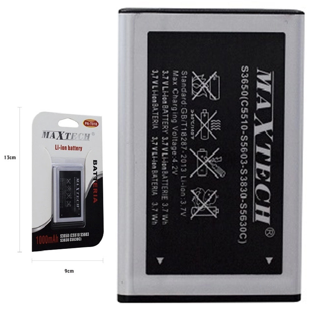 Trade Shop - Maxtech Pa-t018 Batteria Li-ion 1000mah Compatibile Samsung S3650 Smartphone Ricambio -