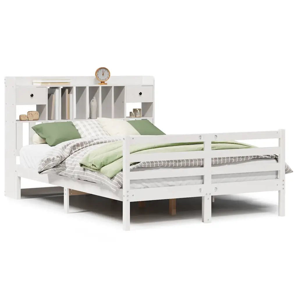 Letto Libreria senza Materasso Bianco 140x190 cm Legno di Pino 3321931