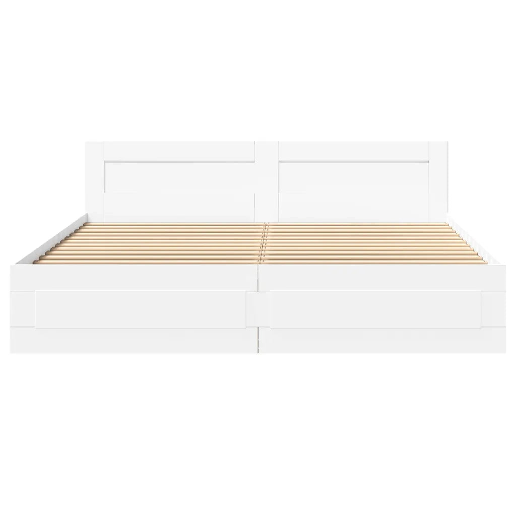 Letto matrimoniale | Letto per adulti | Giroletto con Testiera senza Materasso Bianco 200x200 cm