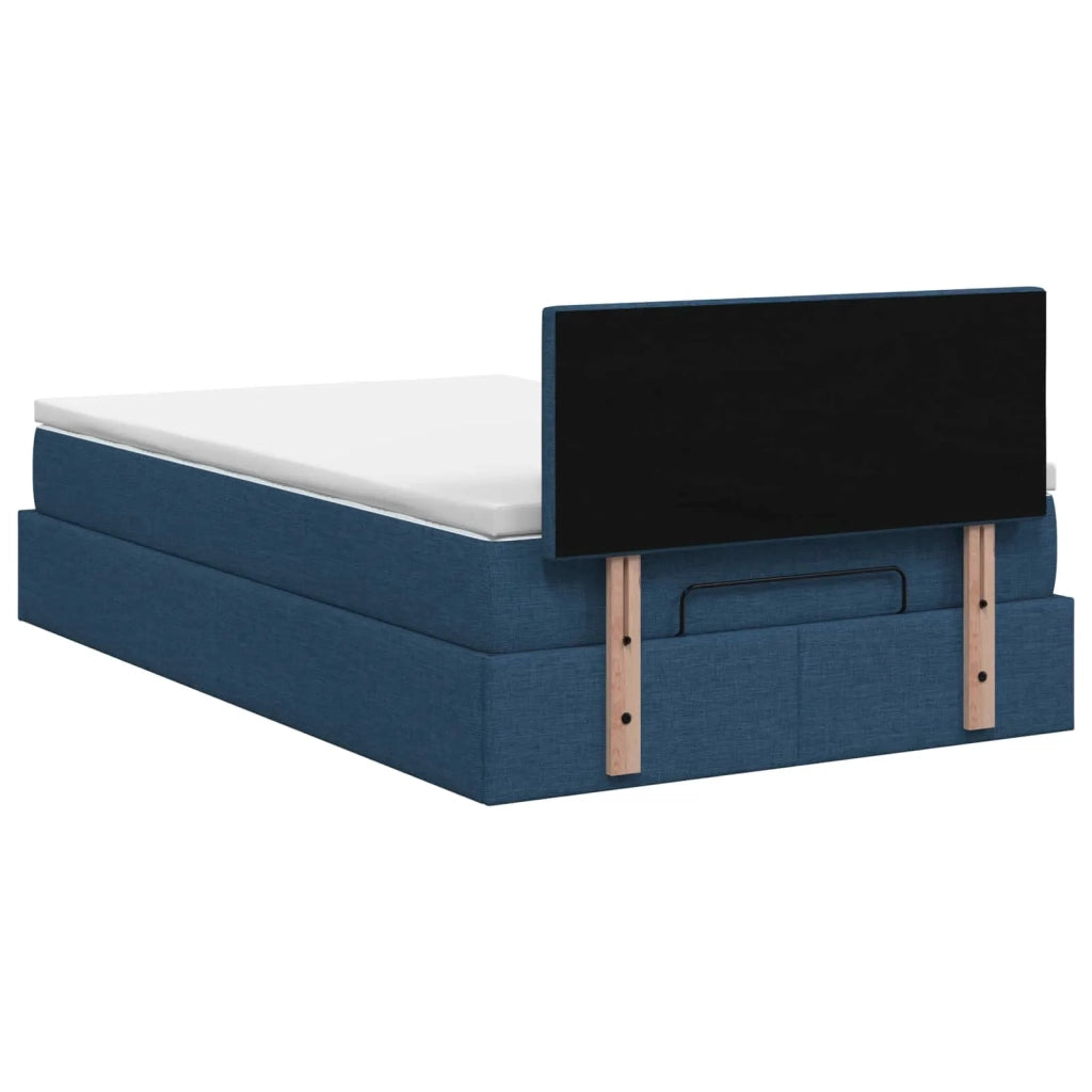 Letto Ottomano con Materasso e LED Blu 120 x 200 cm Tessuto 3456904
