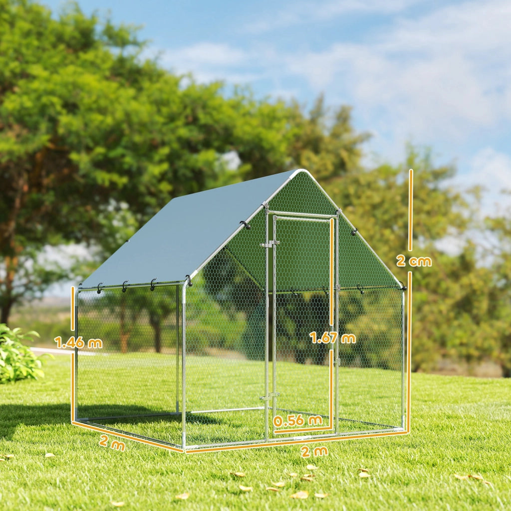 Pollaio per Galline ¨C zephmum ¨C Acciaio Zincato Argento 2x2x2 m