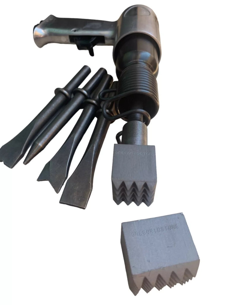 Bocciarda Per Pietra Dura, Per Bocciardatura, Cazzuola, Con Scalpellatore Pneumatico, Con Codolo Intercambile, In Acciaio Temprato, Made in Italy 2 pz 3x3cm + 3,5x3,5cm