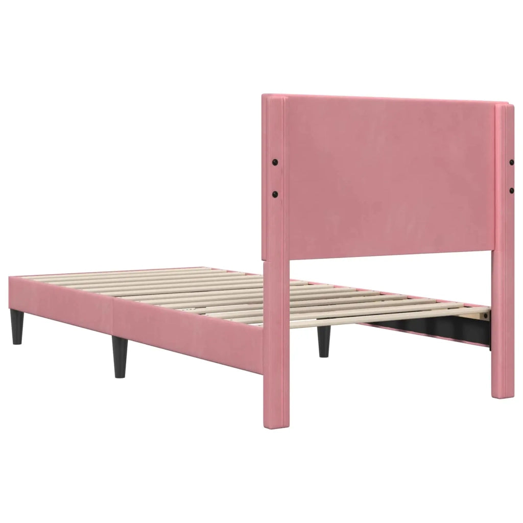 Struttura del letto con testiera-Giroletto Rosa 100 x 200 cm Velluto 958788