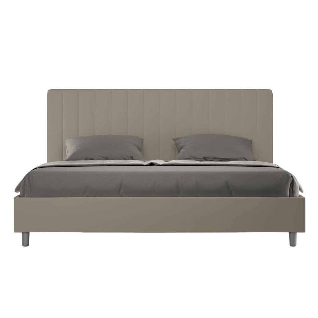 BS COM Letto matrimoniale king size contenitore imbottito 180x190 similpelle cappuccino