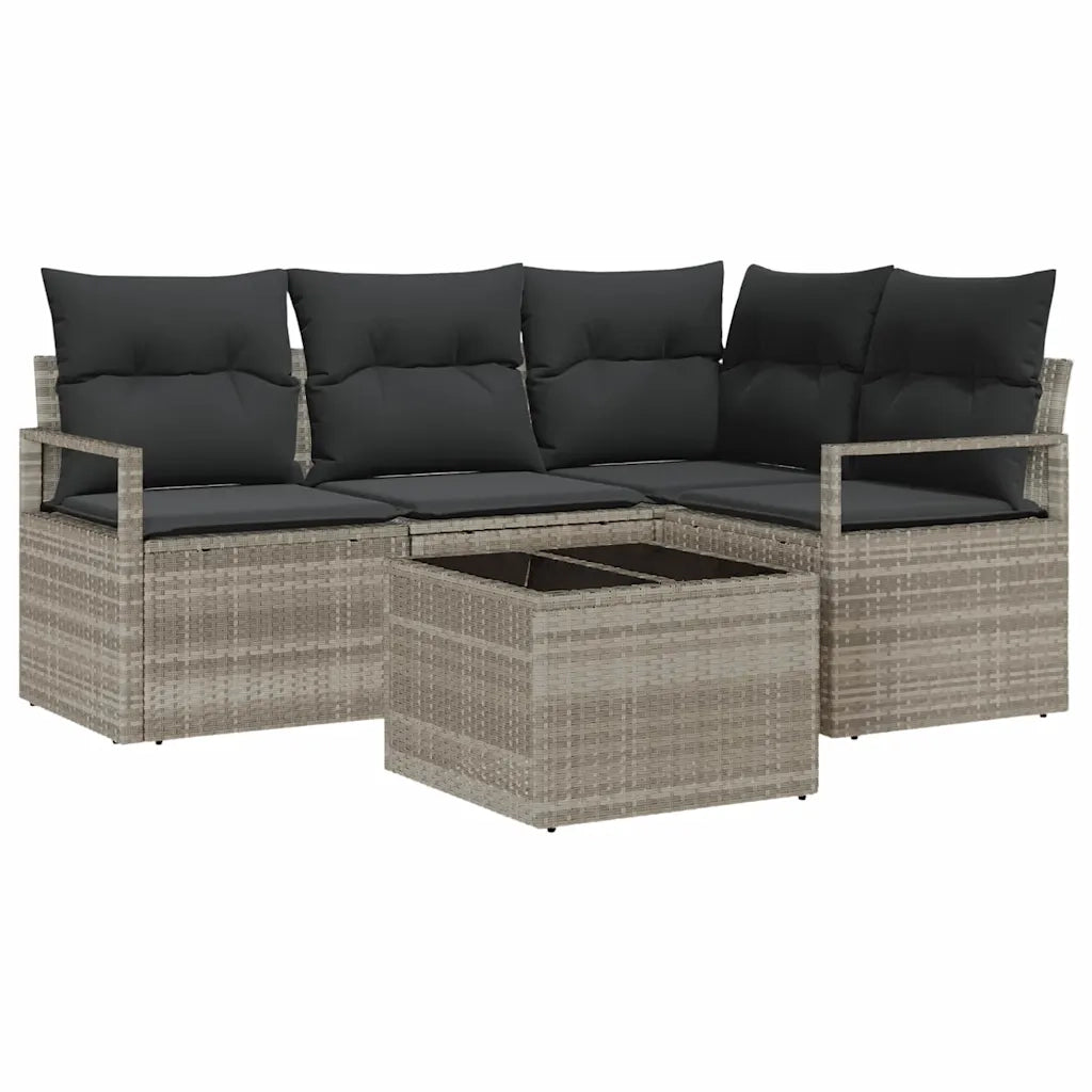 Set di divani 5 pcs Grigio chiaro polyrattan