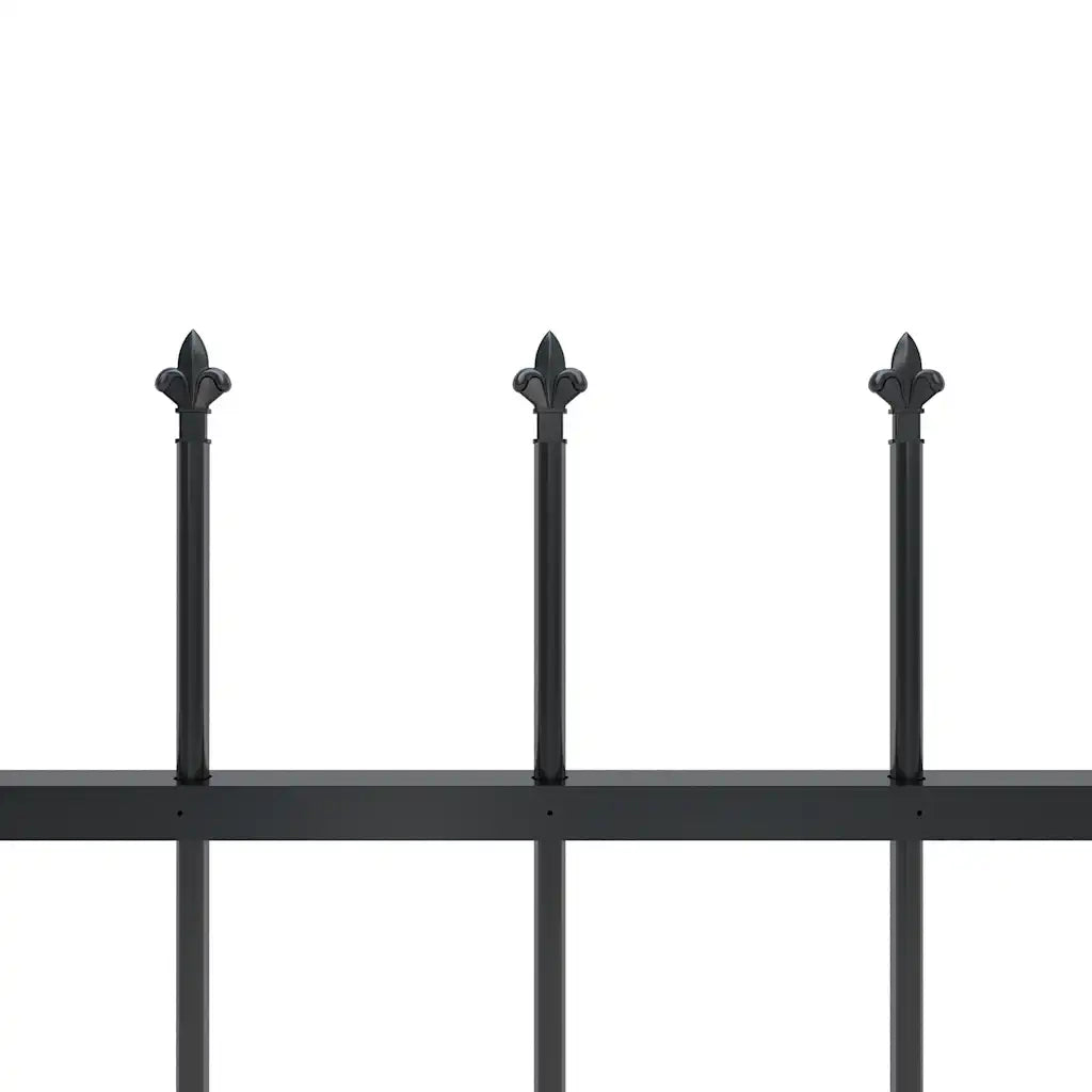Recinzione da Giardino | Recinzione da cortile con Punta a Lancia in Acciaio 537x80 cm Nero